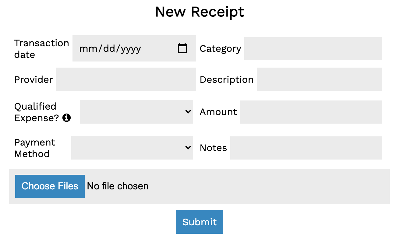 New Receipt Form